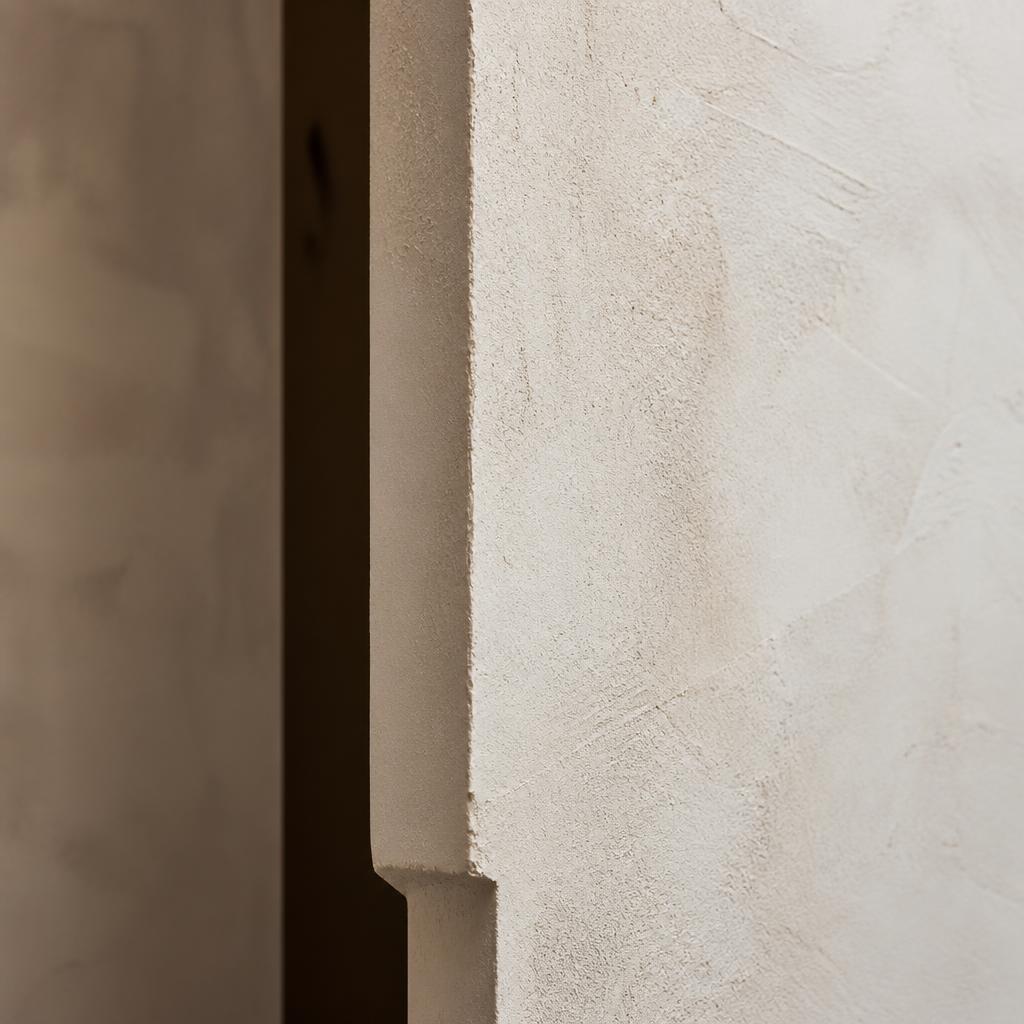 Detail of a lime-plaster wall edge